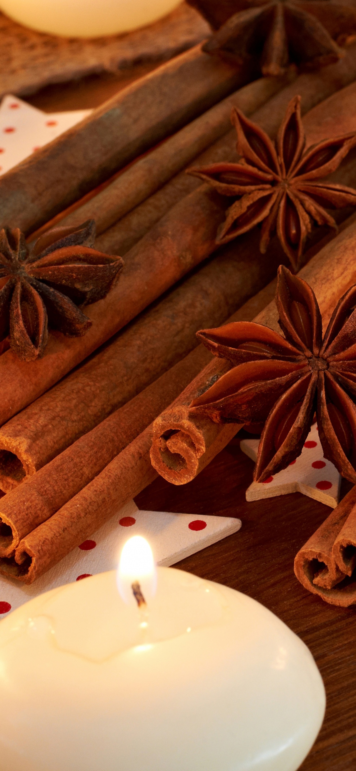 Candle, Star Anise, Anise, Cinnamon, Spice. Wallpaper in 1242x2688 Resolution