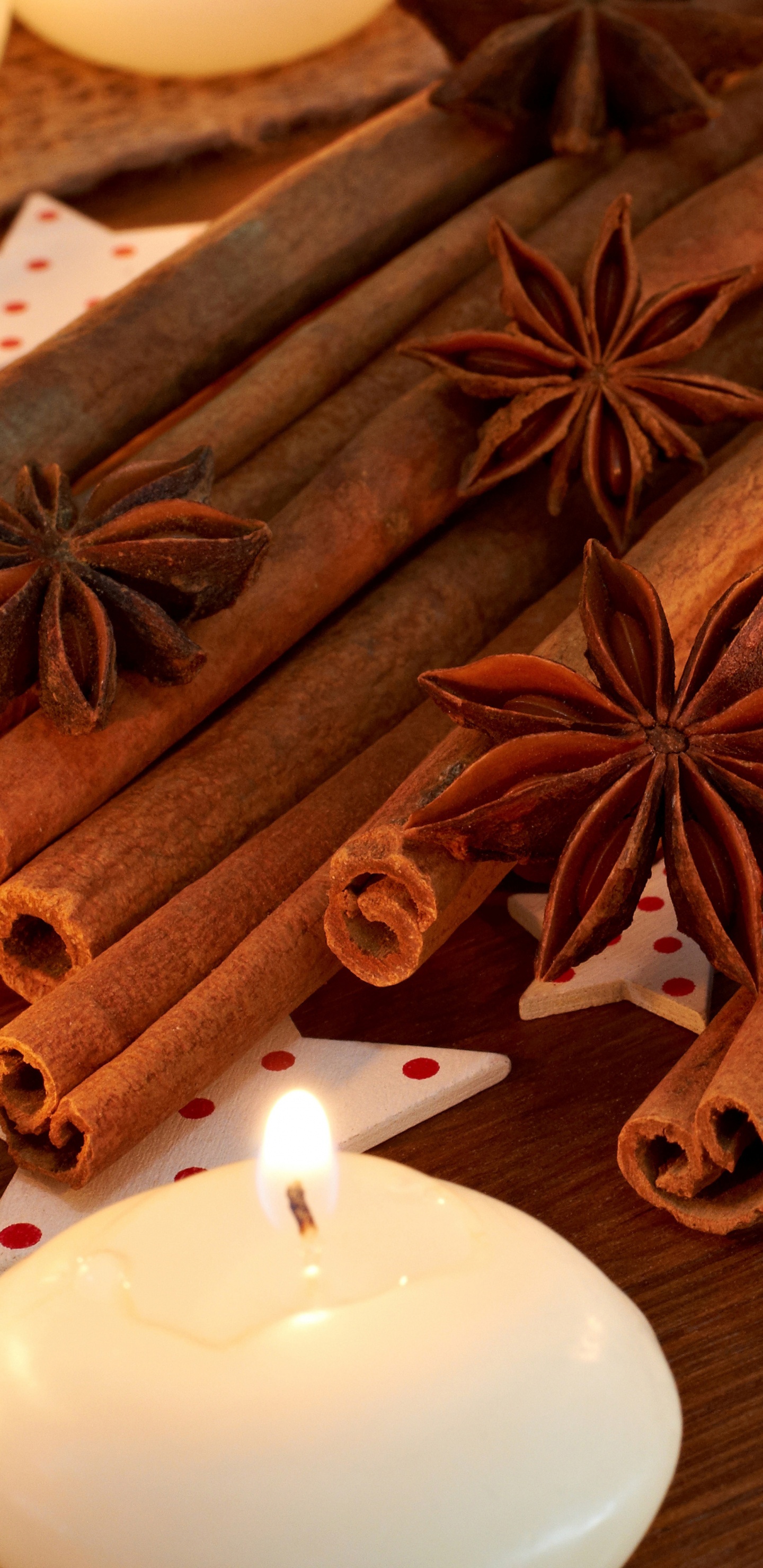 Candle, Star Anise, Anise, Cinnamon, Spice. Wallpaper in 1440x2960 Resolution