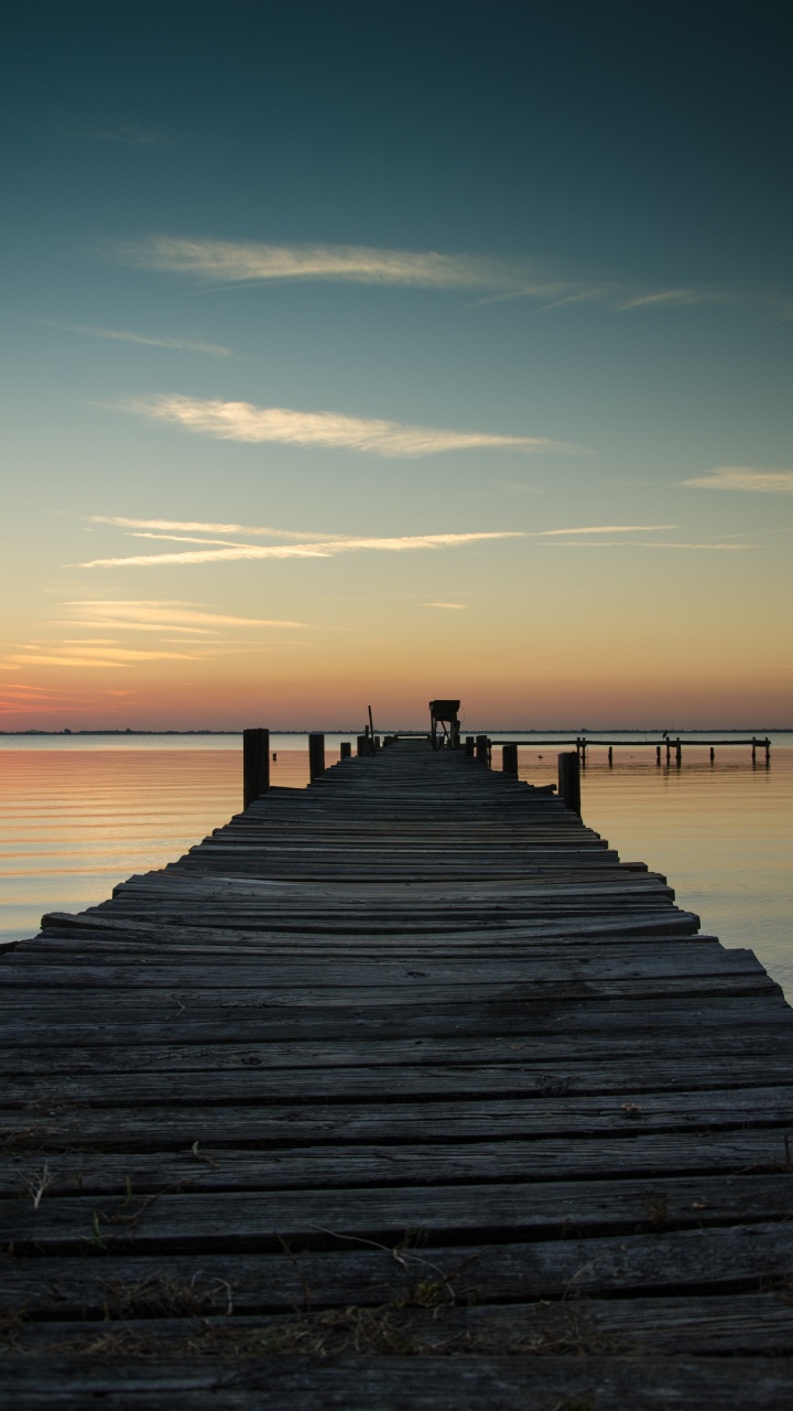 Sunset, Pier, Dock, Horizon, Water. Wallpaper in 720x1280 Resolution