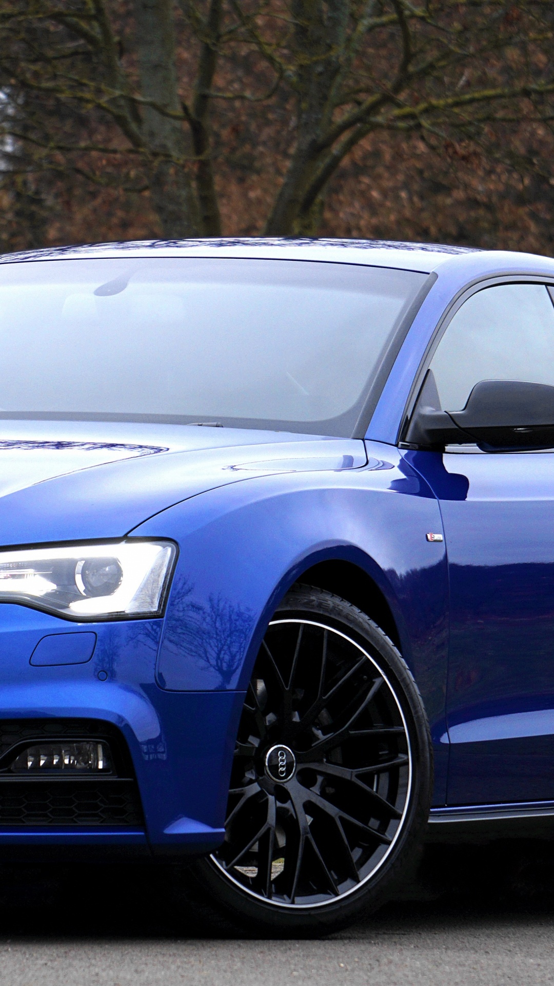 Blue Audi a 4 Coupe. Wallpaper in 1080x1920 Resolution