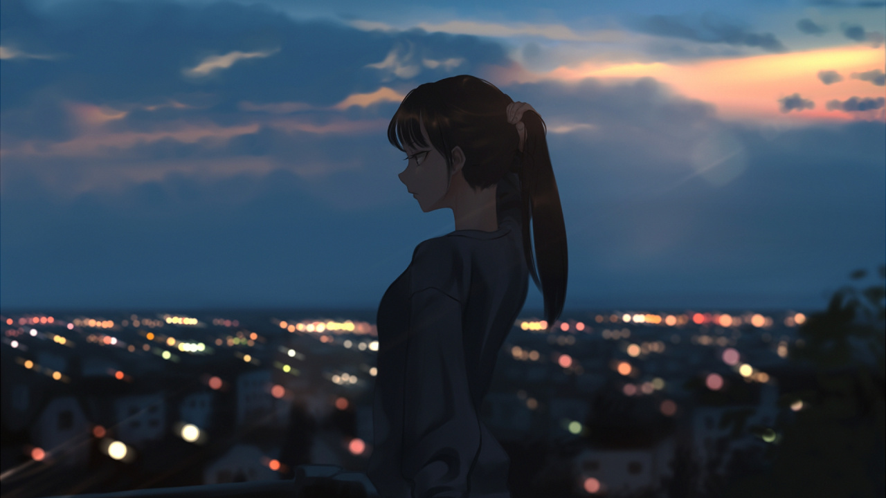 Woman in Black Suit Standing on Top of Building During Night Time. Wallpaper in 1280x720 Resolution