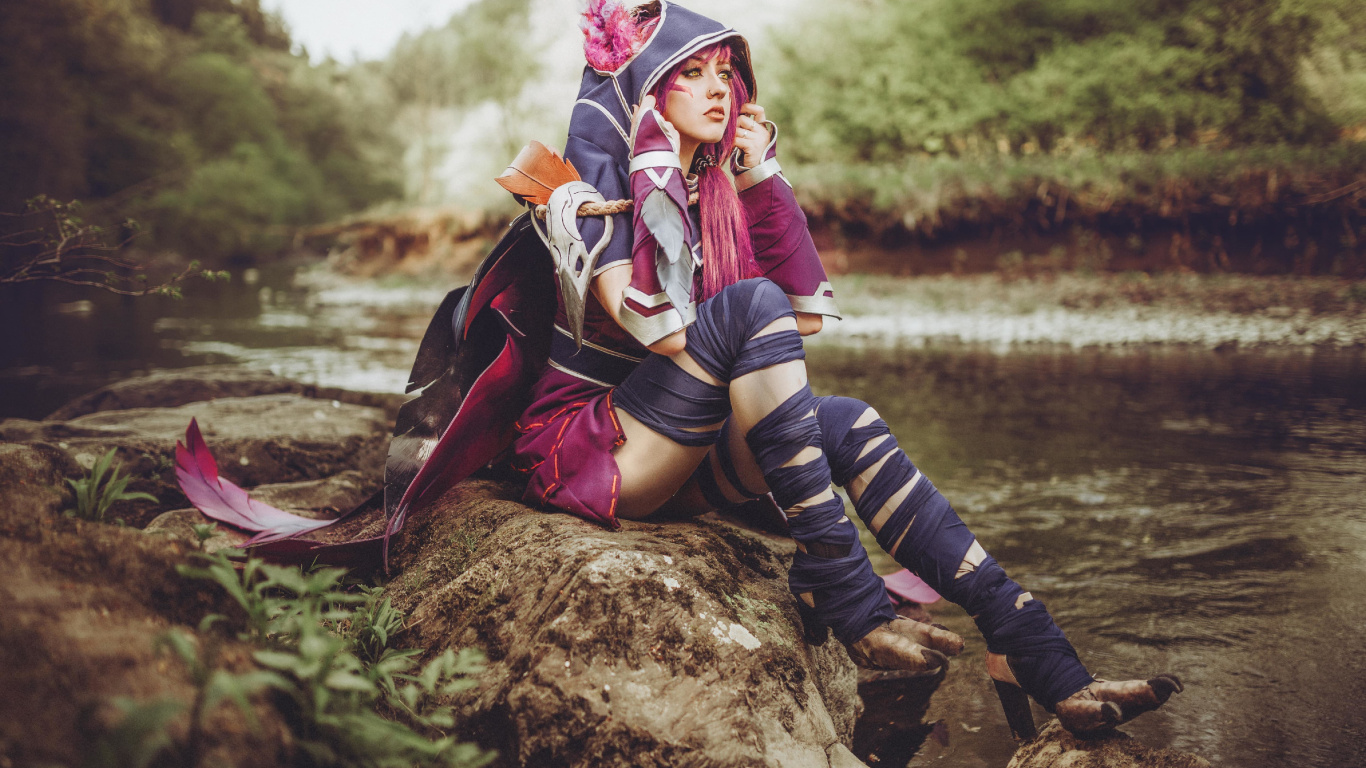 League of Legends Cosplay, League of Legends, Cosplay, Face, Water. Wallpaper in 1366x768 Resolution