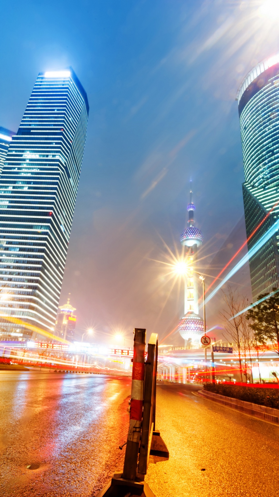 City Buildings During Night Time. Wallpaper in 1080x1920 Resolution