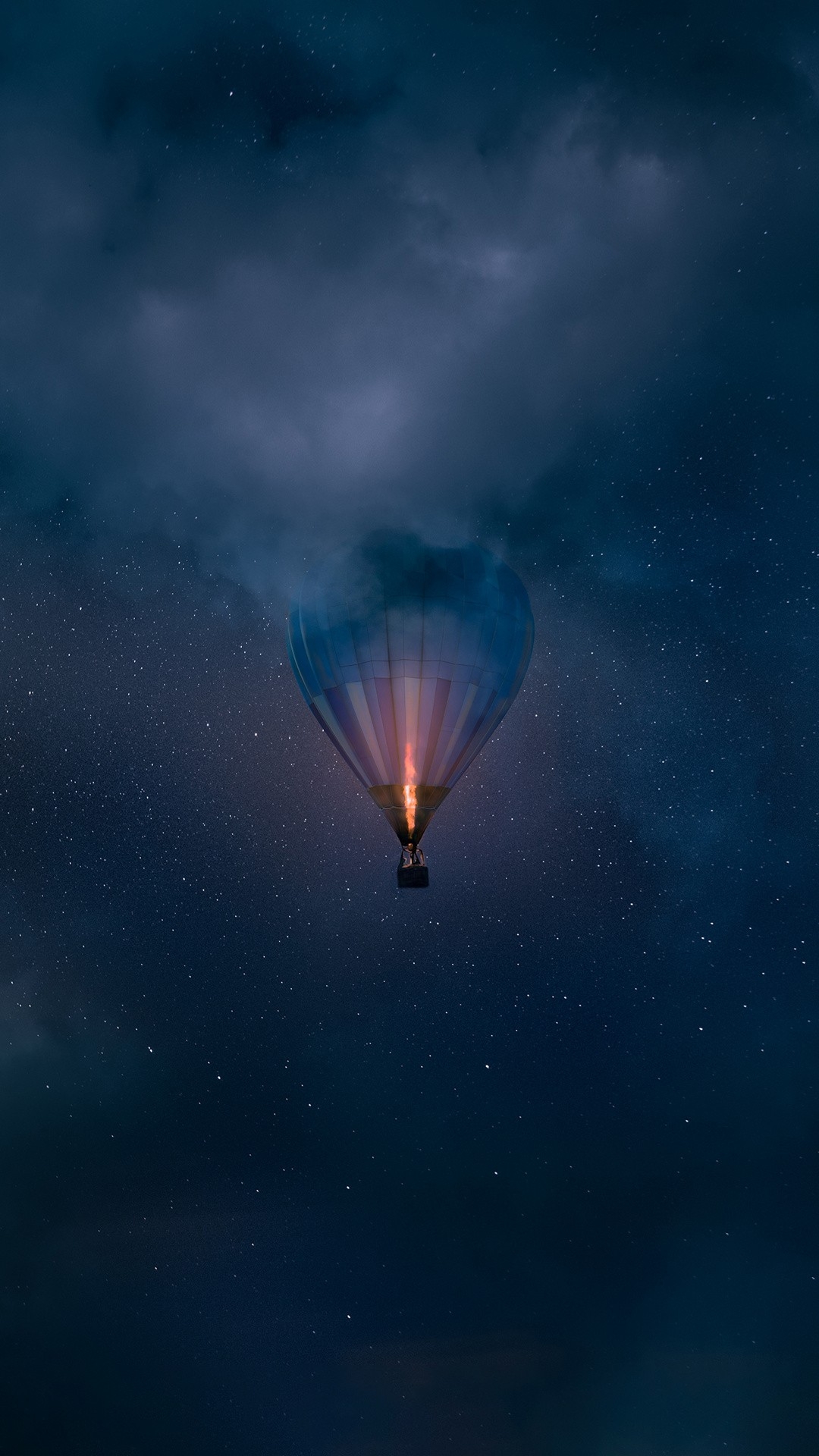 Heißluftballon-Kunstnacht, Kunst, Malerei, Cloud, Flugreise. Wallpaper in 1080x1920 Resolution