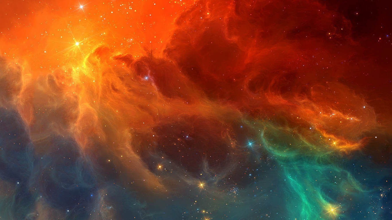 Blaue Und Orange Abstrakte Malerei. Wallpaper in 1366x768 Resolution