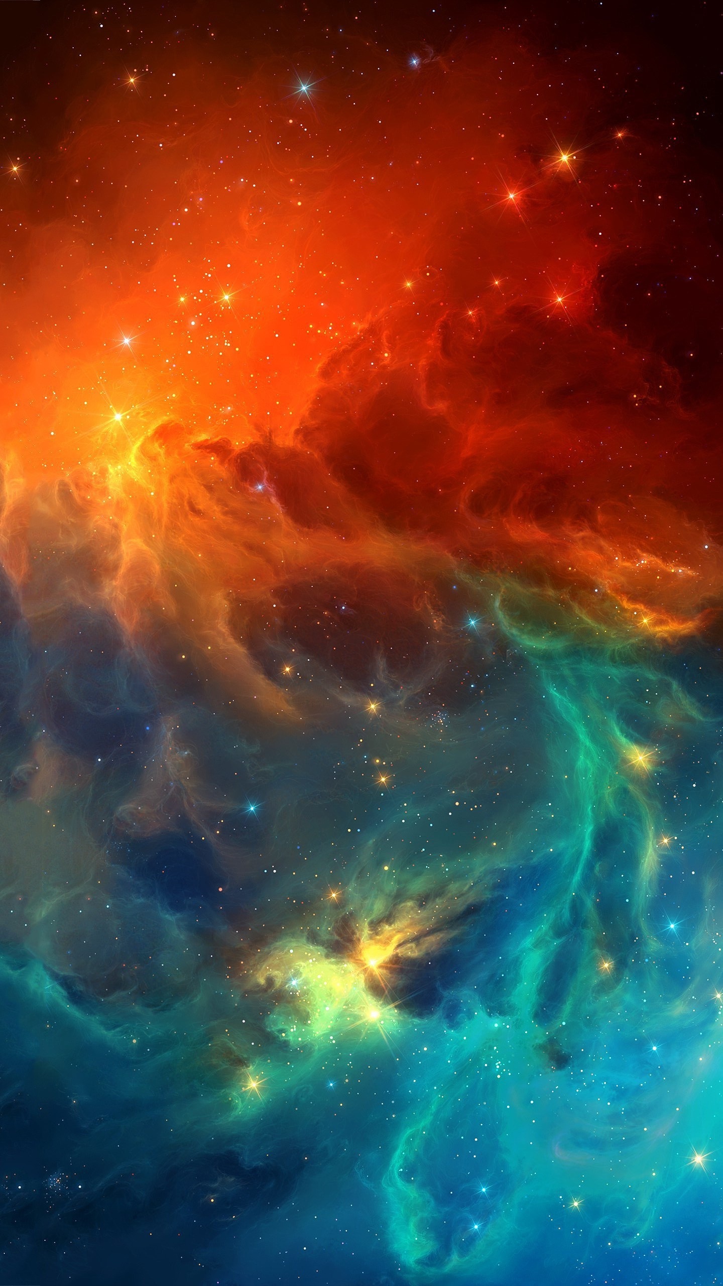 Blaue Und Orange Abstrakte Malerei. Wallpaper in 1440x2560 Resolution