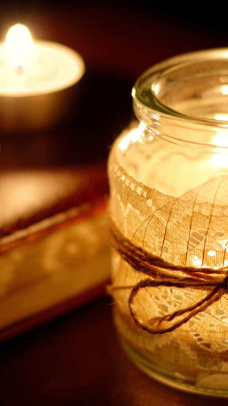 Candle, Lighting, Light, Mason Jar, Still Life. Wallpaper in 750x1334 Resolution