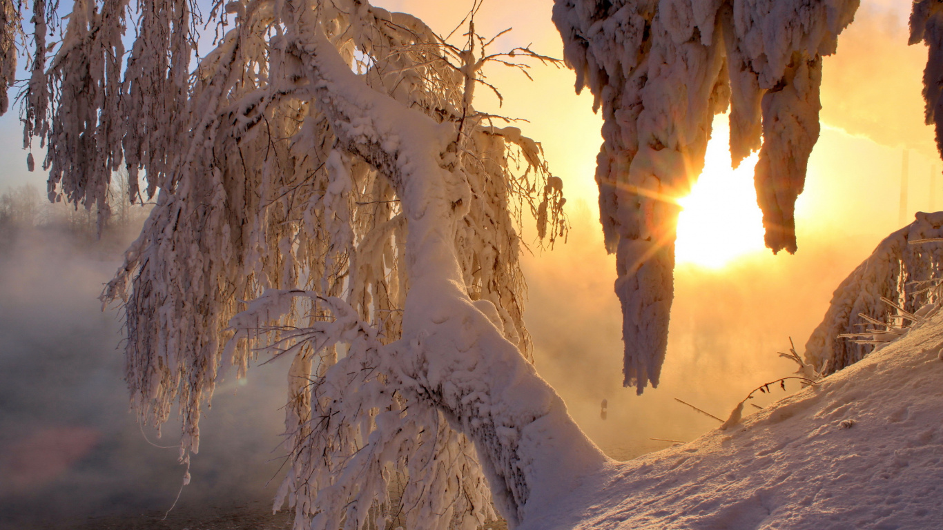 Weißer Schneebedeckter Berg Tagsüber. Wallpaper in 1366x768 Resolution
