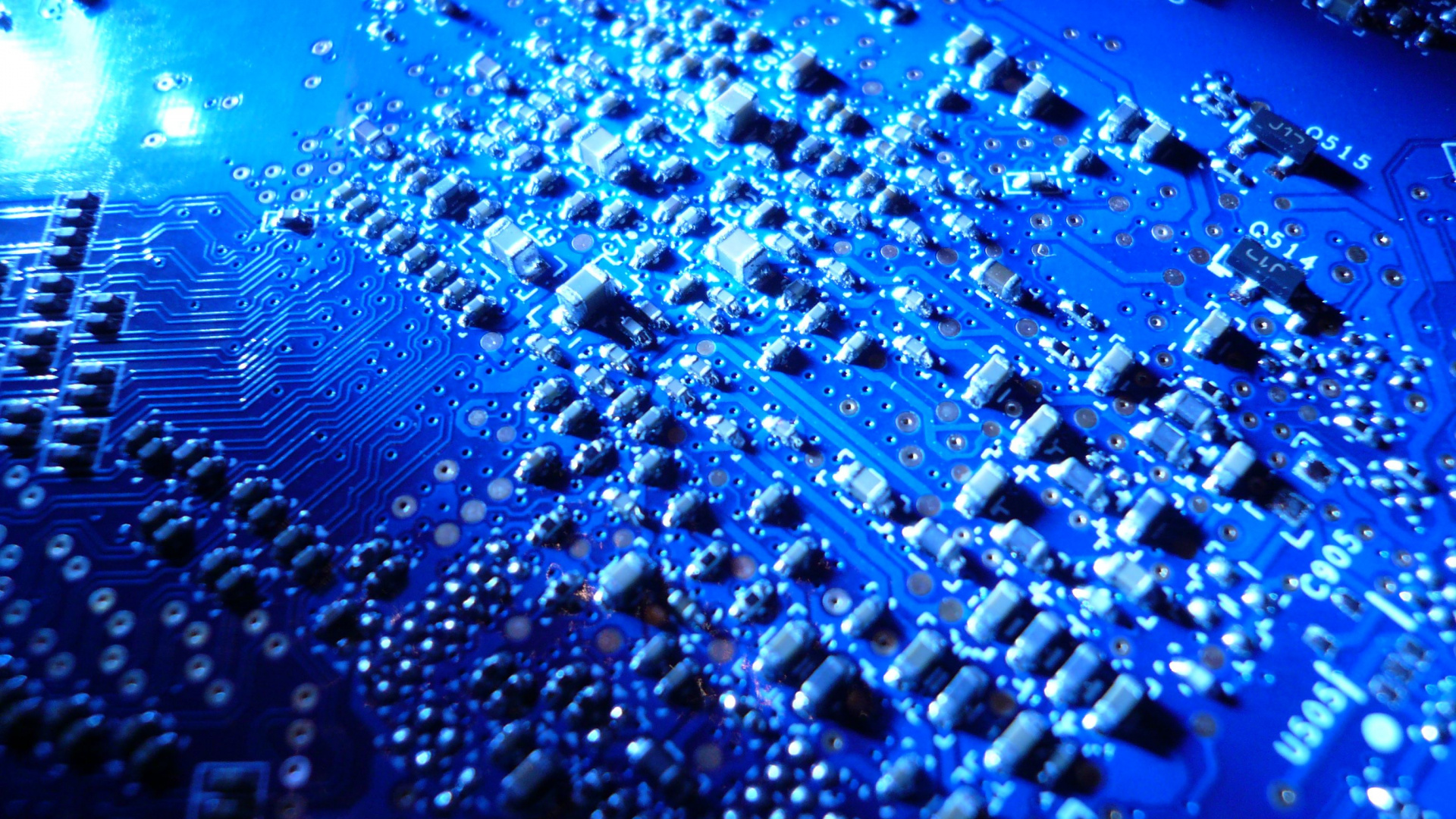 Water Droplets on Blue Surface. Wallpaper in 1920x1080 Resolution