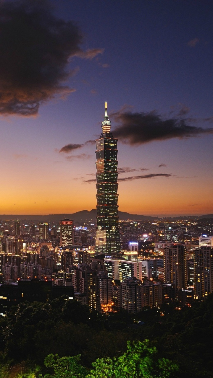 台北101, 城市景观, 城市, 大都会, 天际线 壁纸 720x1280 允许