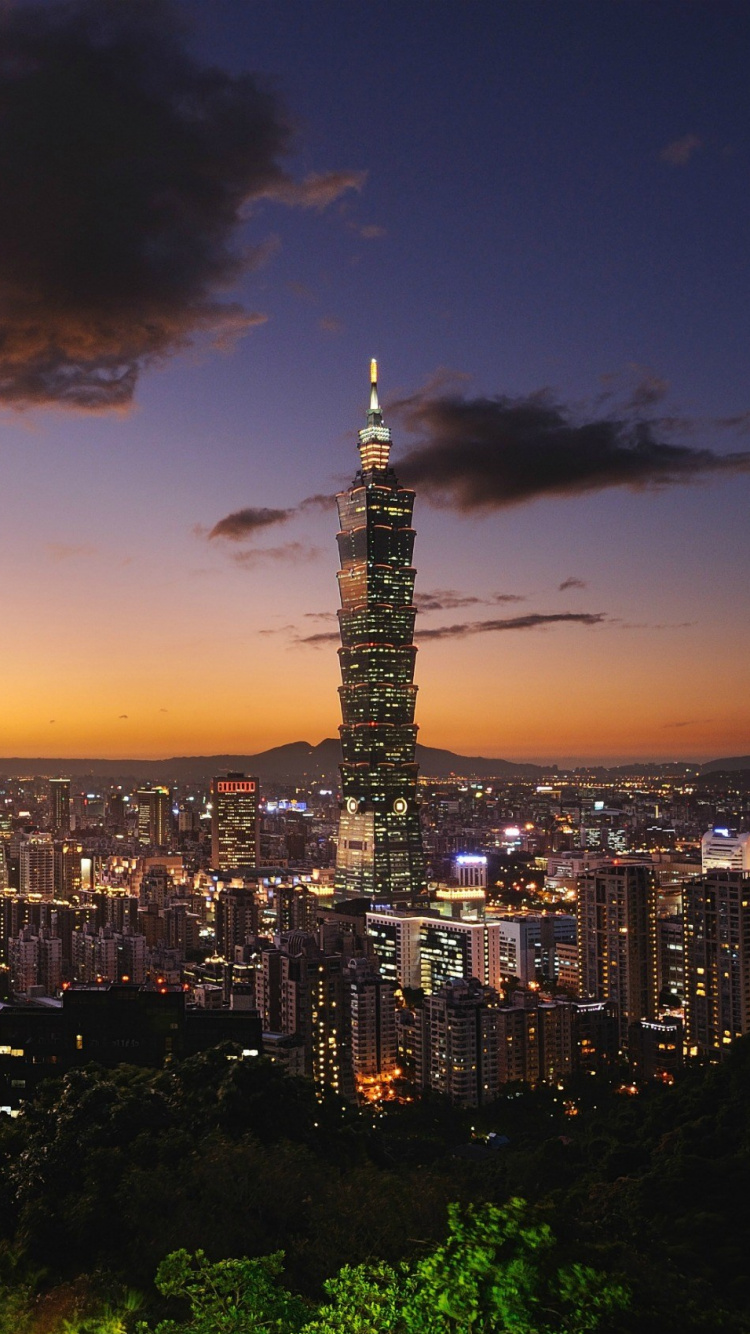 台北101, 城市景观, 城市, 大都会, 天际线 壁纸 750x1334 允许