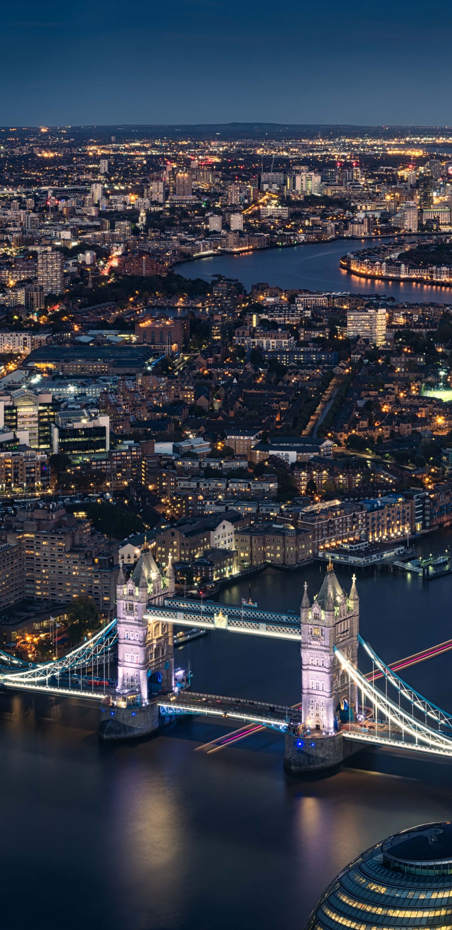 Aerial View of City Buildings During Night Time. Wallpaper in 1440x2960 Resolution