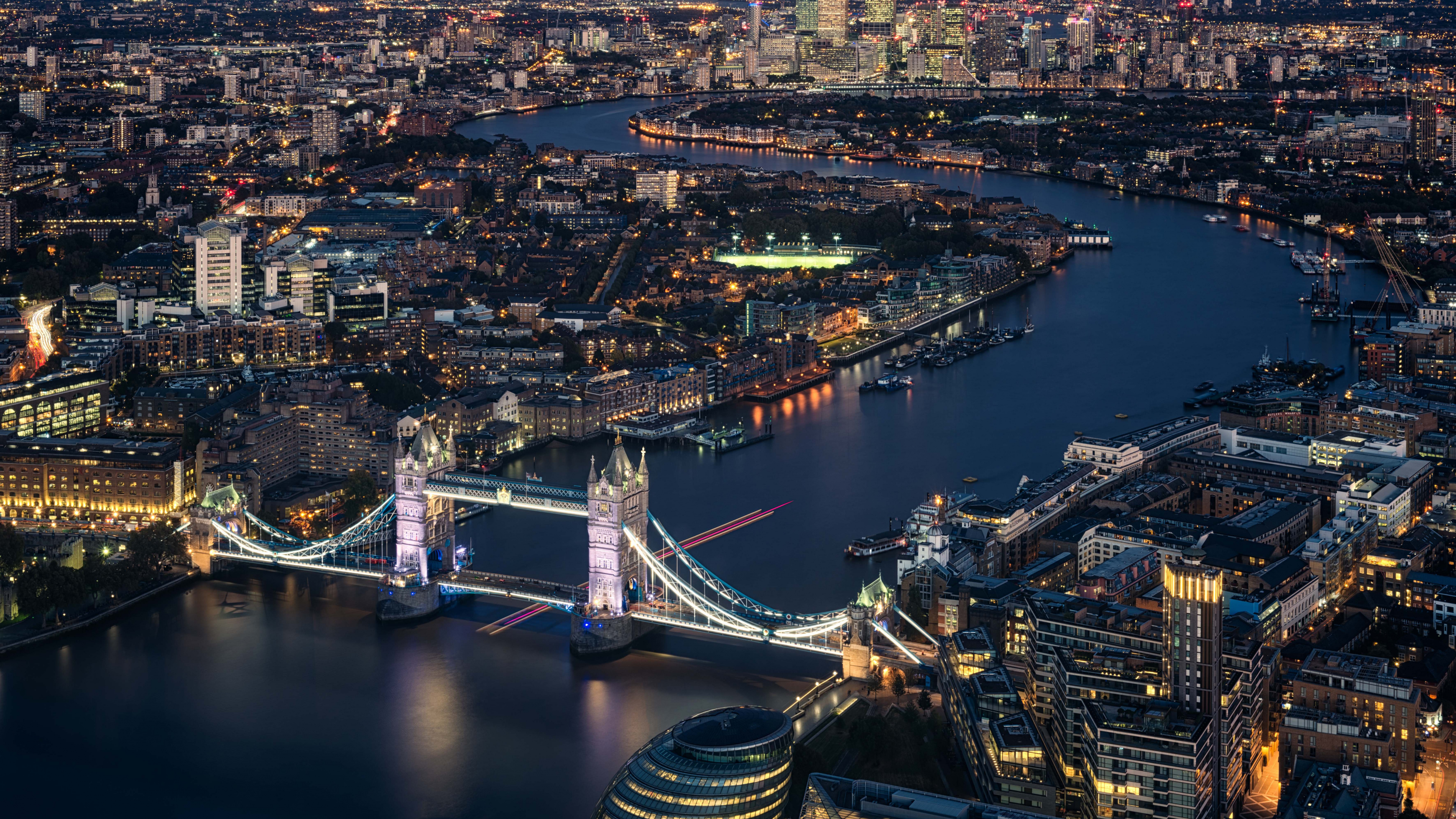 Aerial View of City Buildings During Night Time. Wallpaper in 3840x2160 Resolution