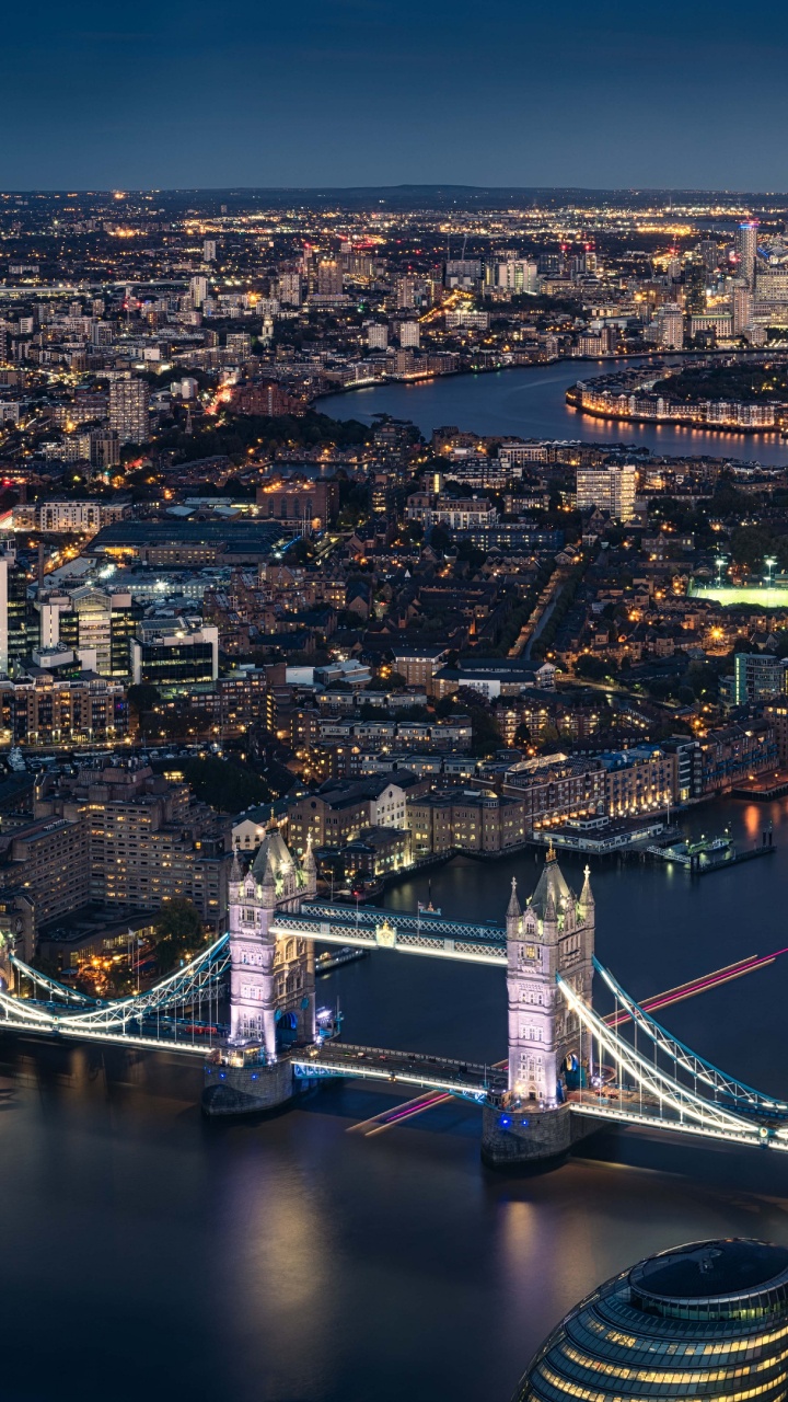 Aerial View of City Buildings During Night Time. Wallpaper in 720x1280 Resolution
