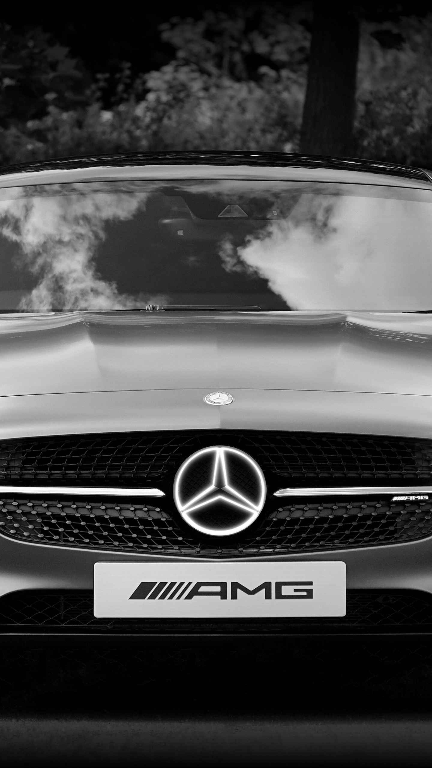 Graustufenfoto Von Mercedes Benz Auto. Wallpaper in 1440x2560 Resolution