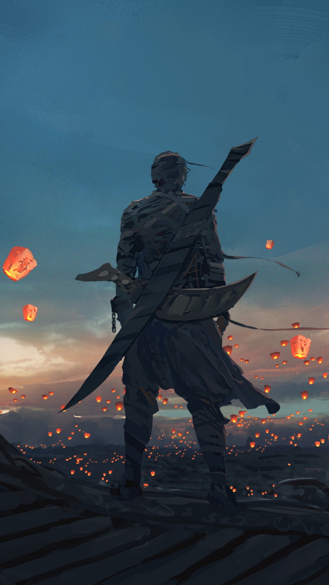 L'homme en Manteau Noir Debout Sur le Toit Pendant le Coucher du Soleil. Wallpaper in 1080x1920 Resolution