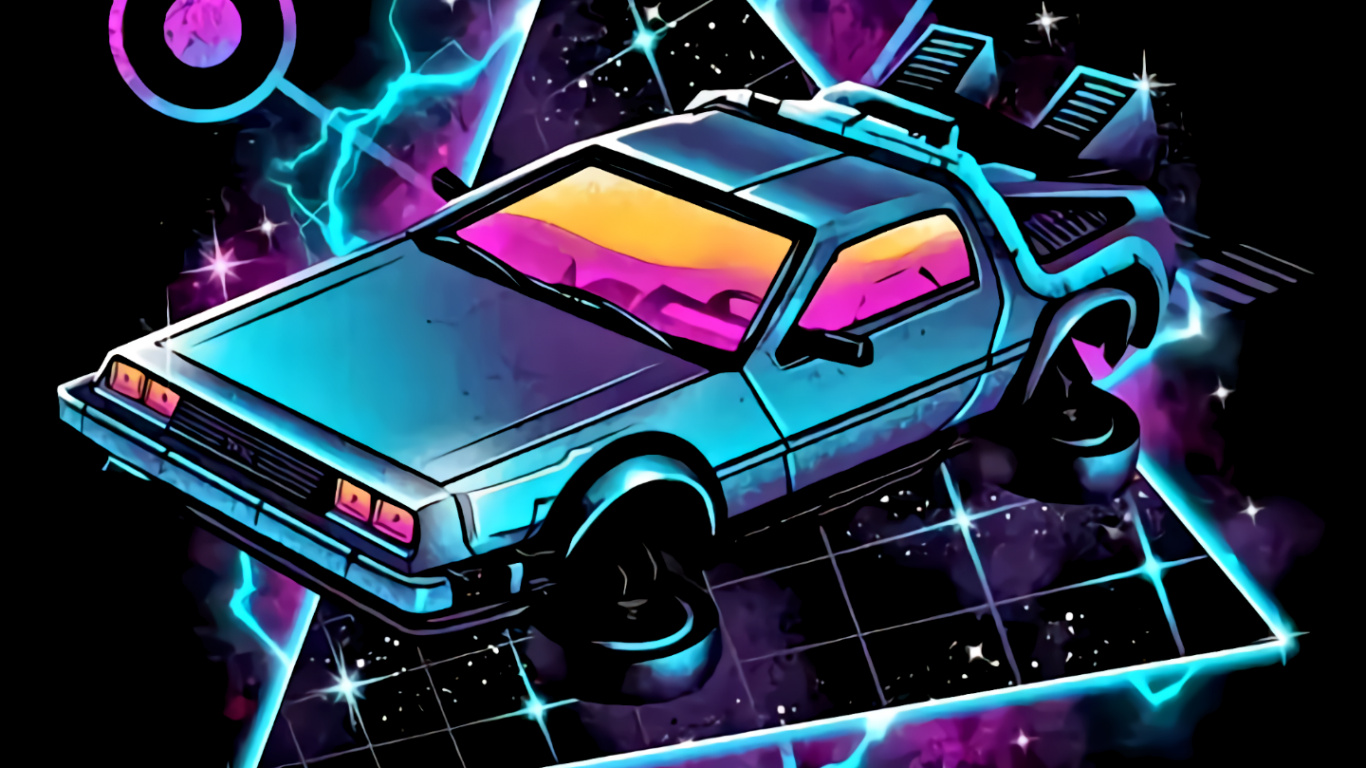 DeLorean, Regreso al Futuro Arte, DMC DeLorean, Máquina Del Tiempo DeLorean, Arte. Wallpaper in 1366x768 Resolution