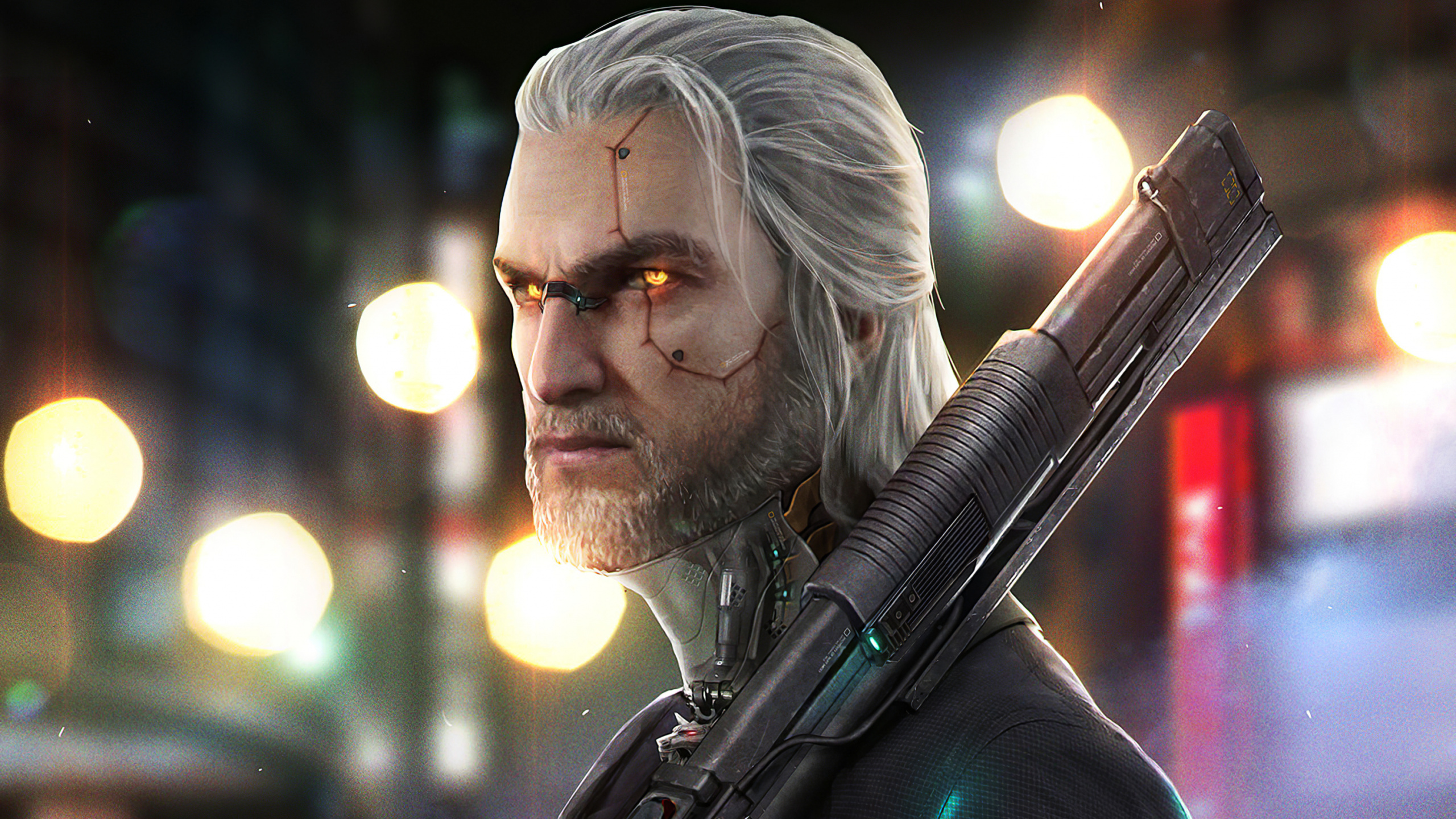 The Witcher, Cyberpunk 2077, Geralt de Rivia, The Witcher 3 Wild Hunt, cd Projekt. Wallpaper in 2560x1440 Resolution