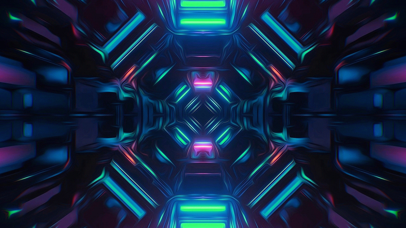 Licht, Fraktale Kunst, Symmetrie, Kunst, Visual-Effekt-Beleuchtung. Wallpaper in 1366x768 Resolution