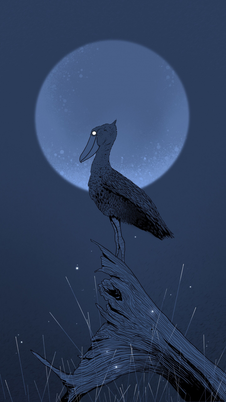 Schwarz-Weiß-Vogelillustration. Wallpaper in 750x1334 Resolution