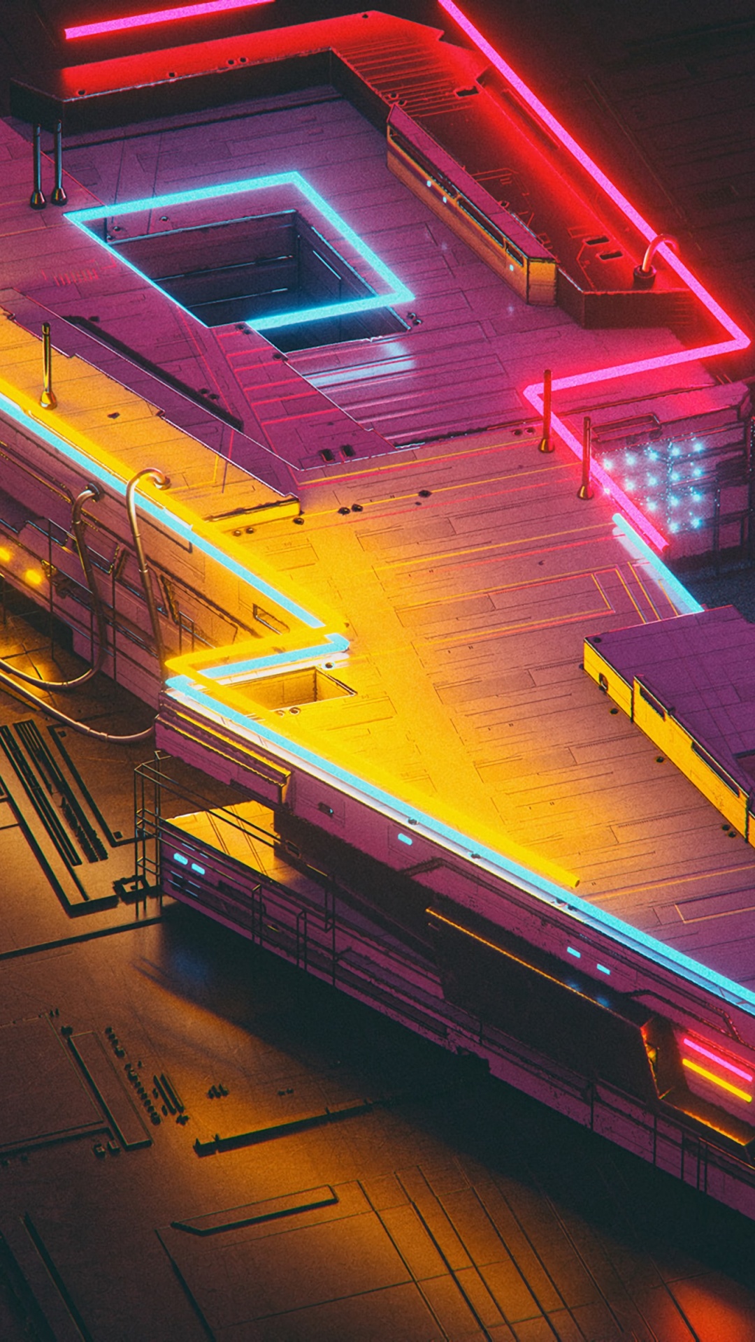 艺术, 光, 红色的, 建筑, 黄色的 壁纸 1080x1920 允许