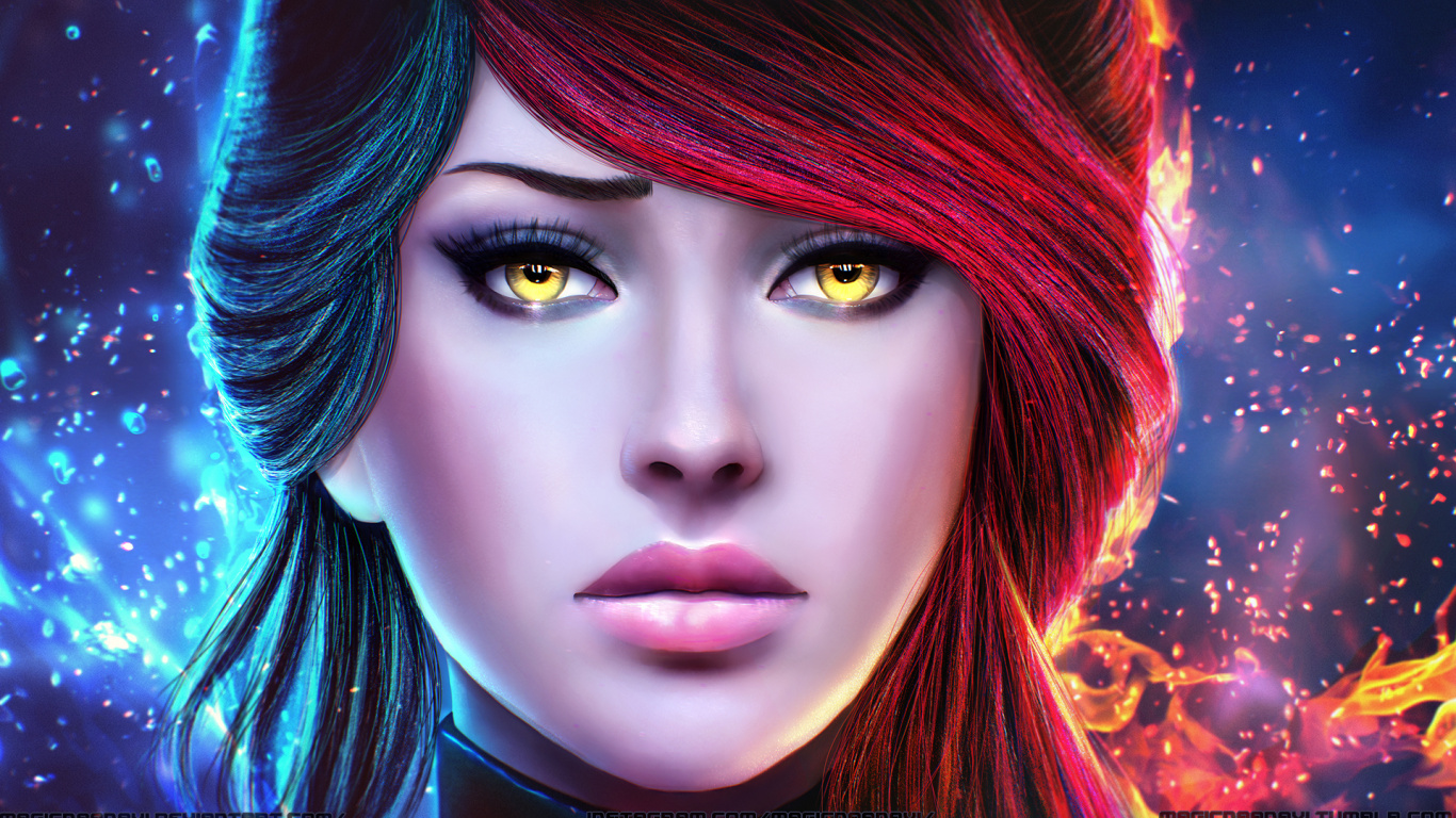 Rothaarige Frau Mit Roten Haaren. Wallpaper in 1366x768 Resolution