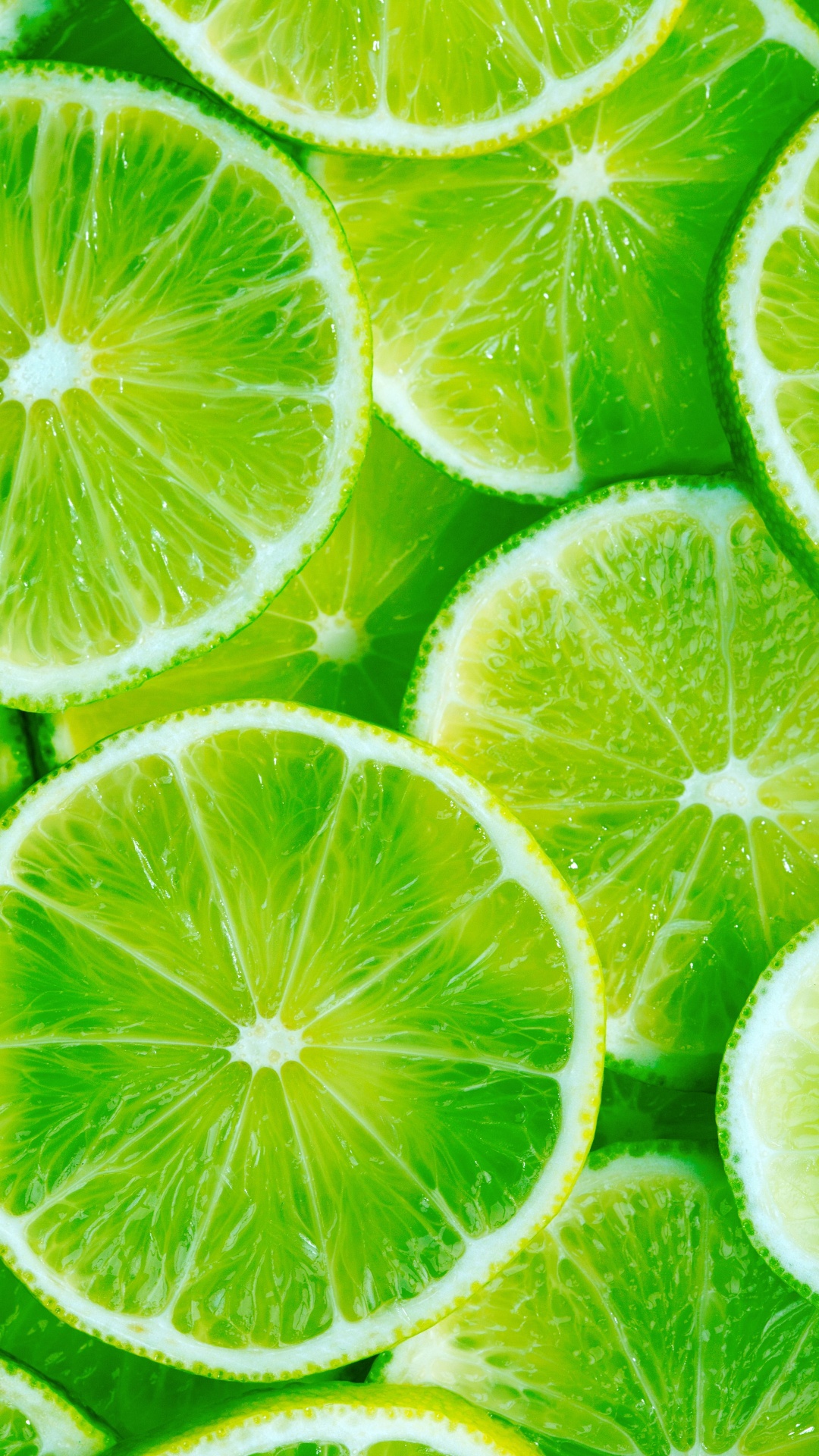 Frutas Cítricas en Rodajas Verdes y Blancas. Wallpaper in 1080x1920 Resolution