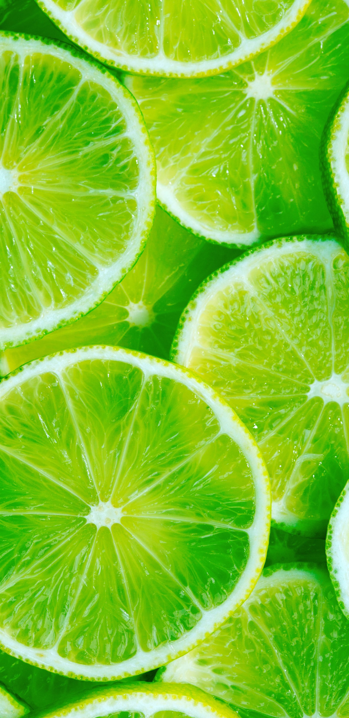 Grün-weiß Geschnittene Zitrusfrüchte. Wallpaper in 1440x2960 Resolution