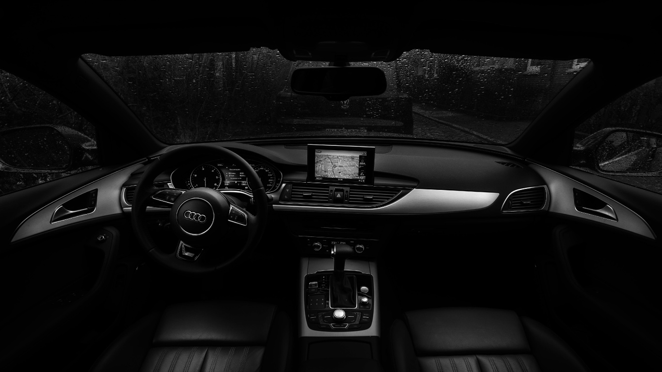 Interior Del Coche Negro y Gris. Wallpaper in 1366x768 Resolution