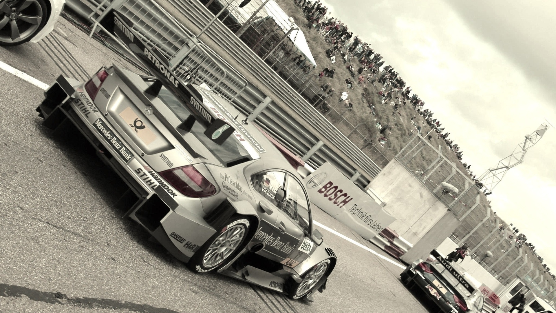 White and Black Car on Road. Wallpaper in 1920x1080 Resolution