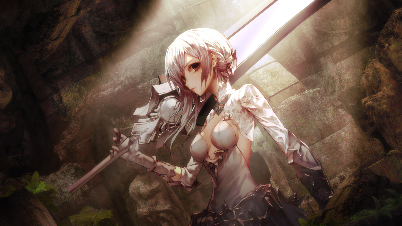 Frau im Schwarzen Kleid Mit Einem Stock. Wallpaper in 1366x768 Resolution