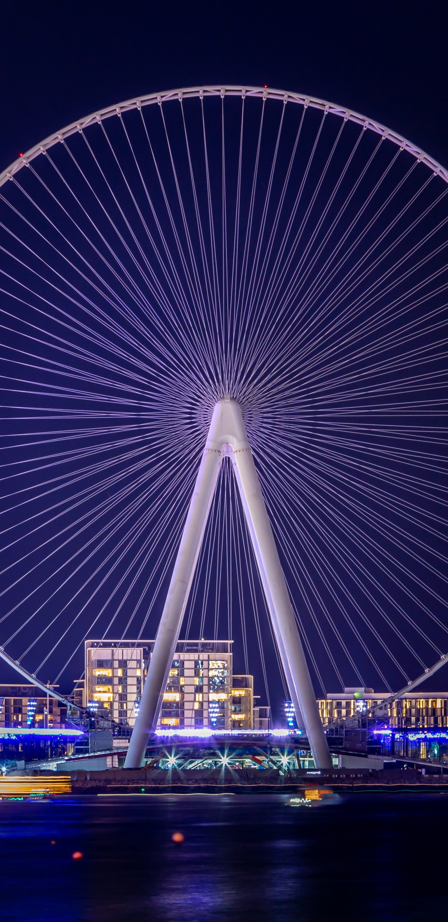 Ferris Wheel Landscape Dubai Uae Night Lights 壁纸 1440x2960 允许