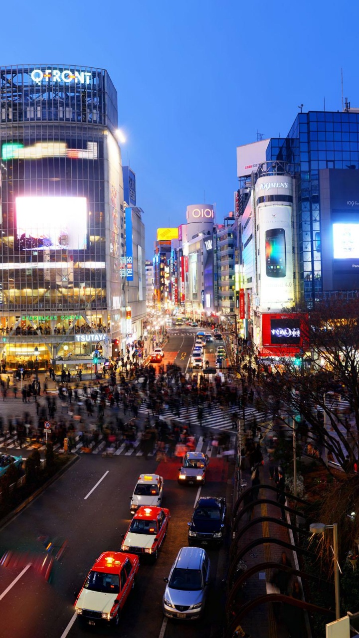 Voitures Sur Route en Ville Pendant la Nuit. Wallpaper in 720x1280 Resolution