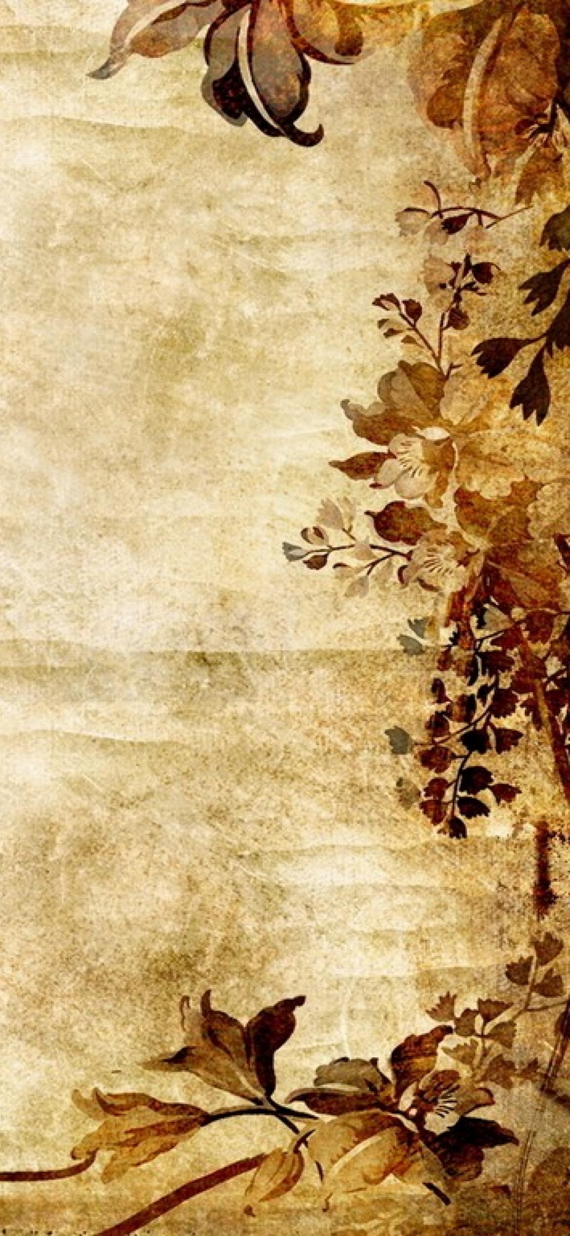 Textil Floral Marrón y Blanco. Wallpaper in 1125x2436 Resolution