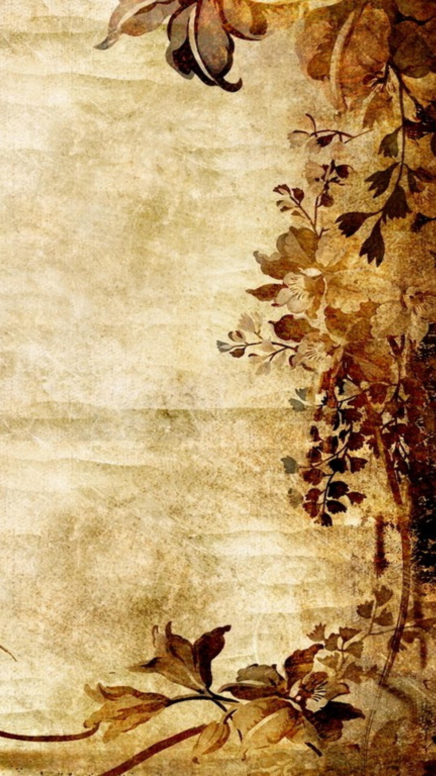 Textile Floral Marron et Blanc. Wallpaper in 1440x2560 Resolution
