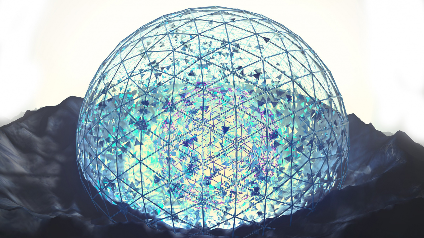 Weißer Und Blauer Floraler Runder Ball. Wallpaper in 1366x768 Resolution