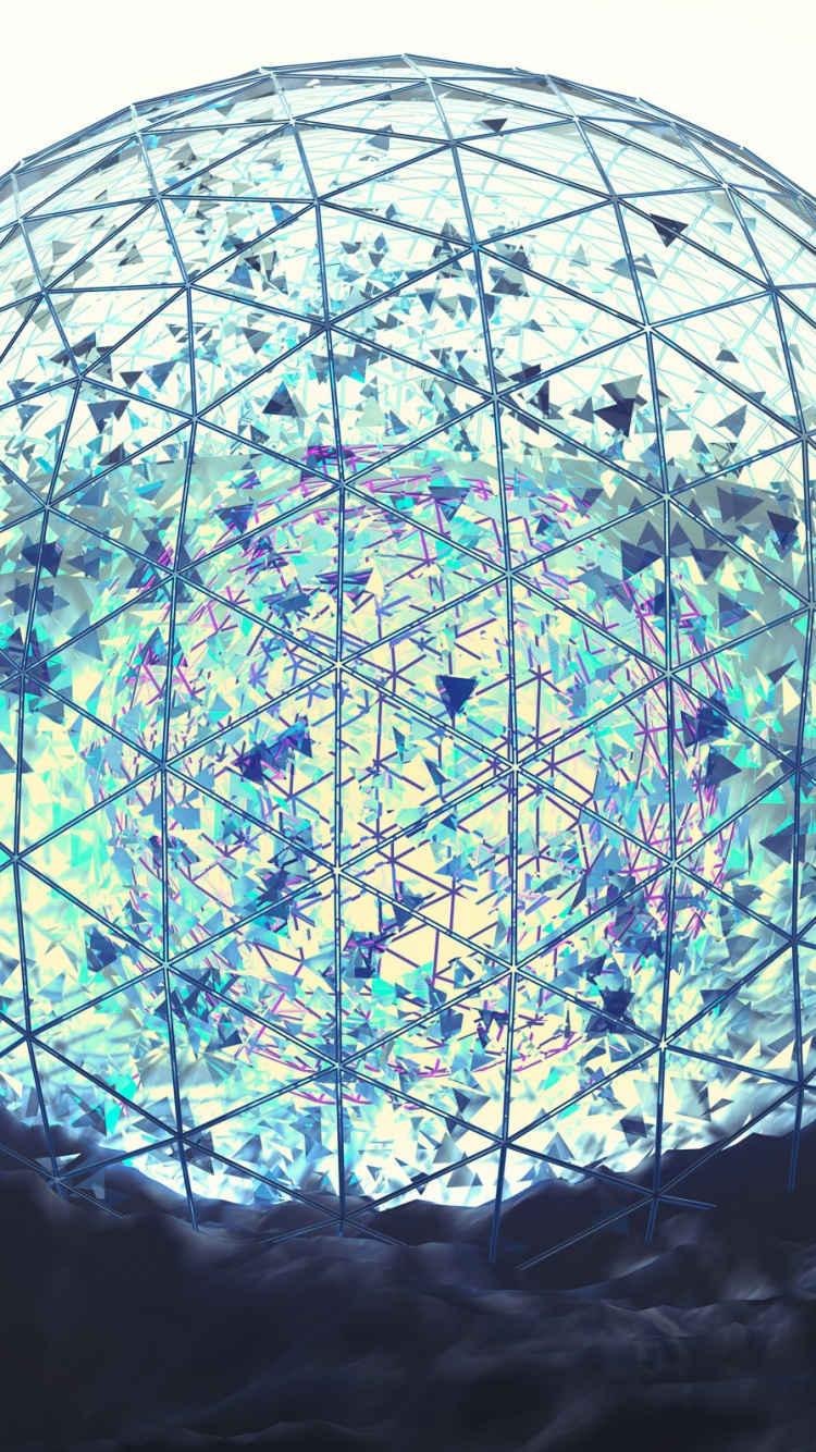 Weißer Und Blauer Floraler Runder Ball. Wallpaper in 750x1334 Resolution