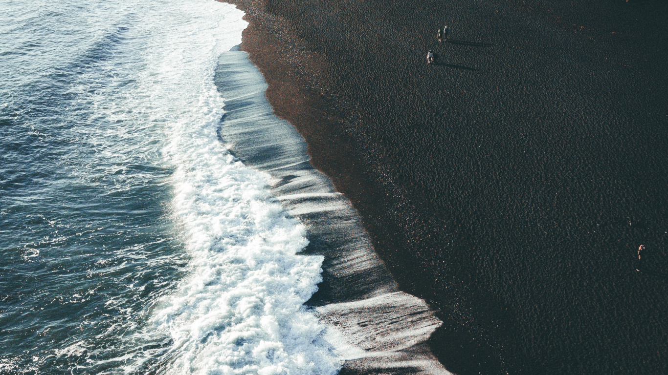 Playa Punaluu, Playa Reynisfjara, Playa, Agua, Los Recursos de Agua. Wallpaper in 1366x768 Resolution