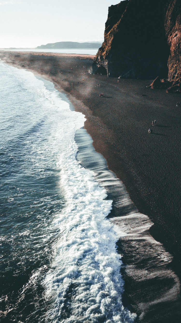 Punaluu Beach, Reynisfjara Beach, Beach, Water, Cloud. Wallpaper in 750x1334 Resolution