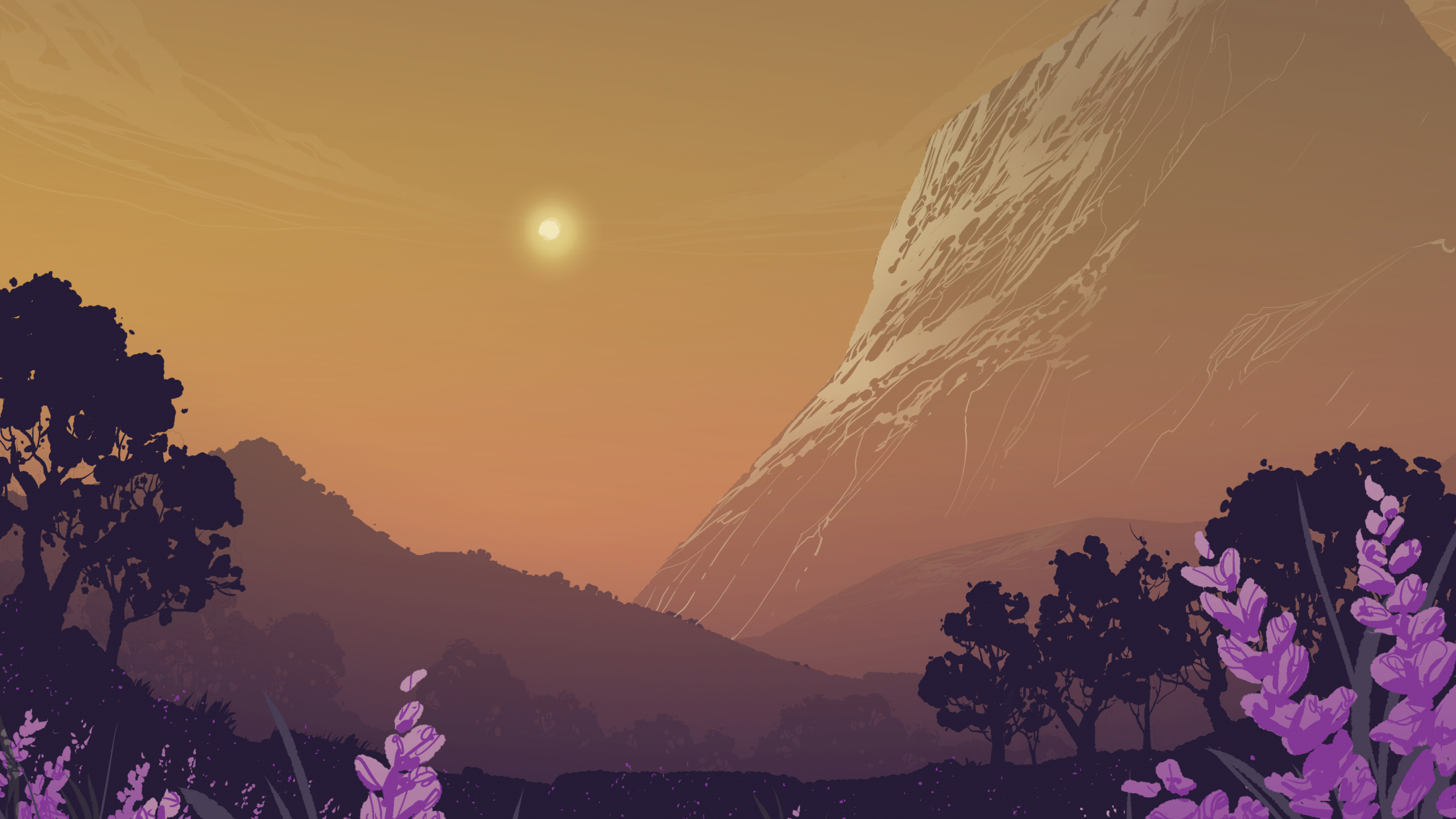 Nature, Lavender, Natural Landscape, Purple, Mountain. Wallpaper in 2560x1440 Resolution