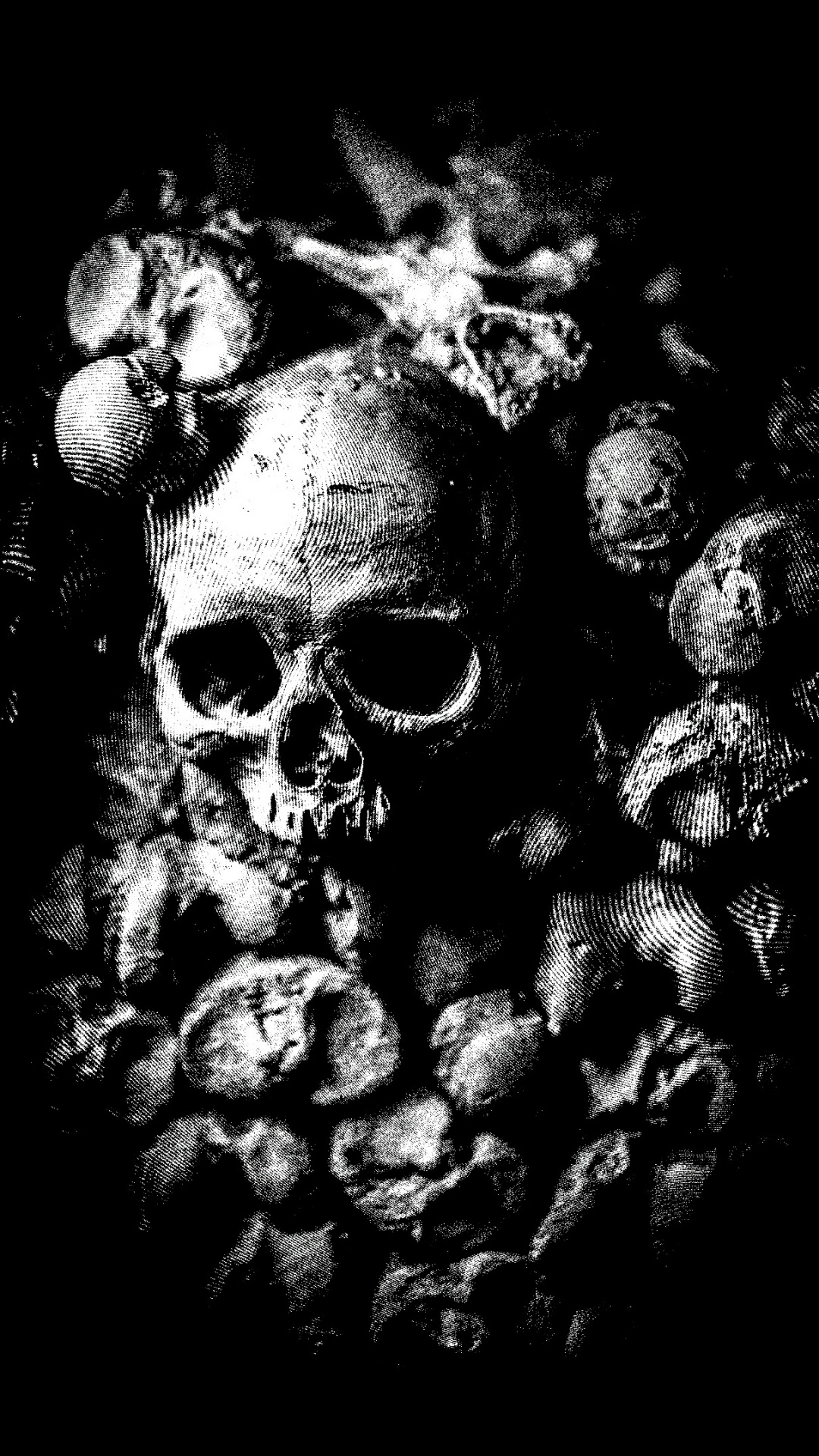 Voyou Pol, OS, Crâne, Monochrome, Obscurité. Wallpaper in 1080x1920 Resolution