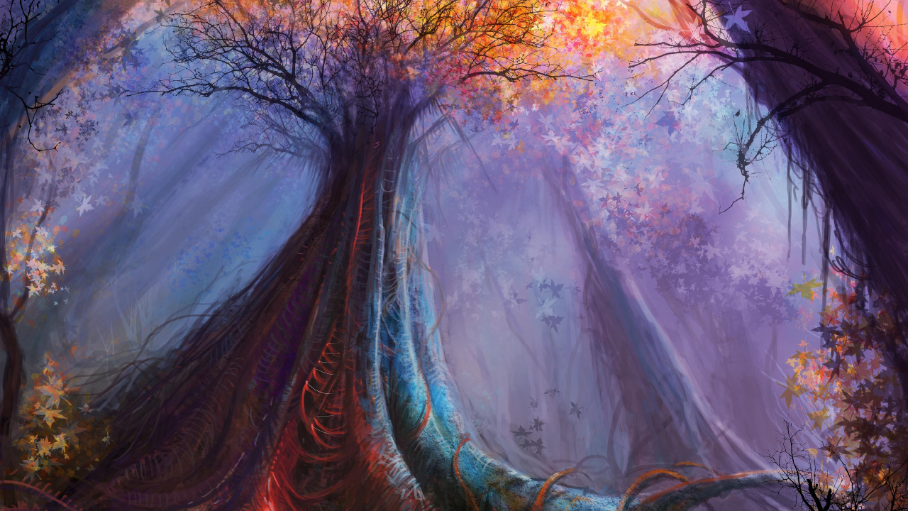 Arbres Bruns Avec Des Rayons de Soleil Blancs. Wallpaper in 1280x720 Resolution