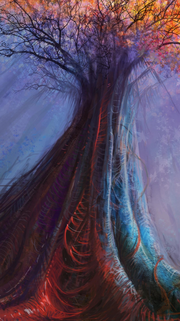 艺术, 紫色的, 森林, 林地, 幻想 壁纸 750x1334 允许