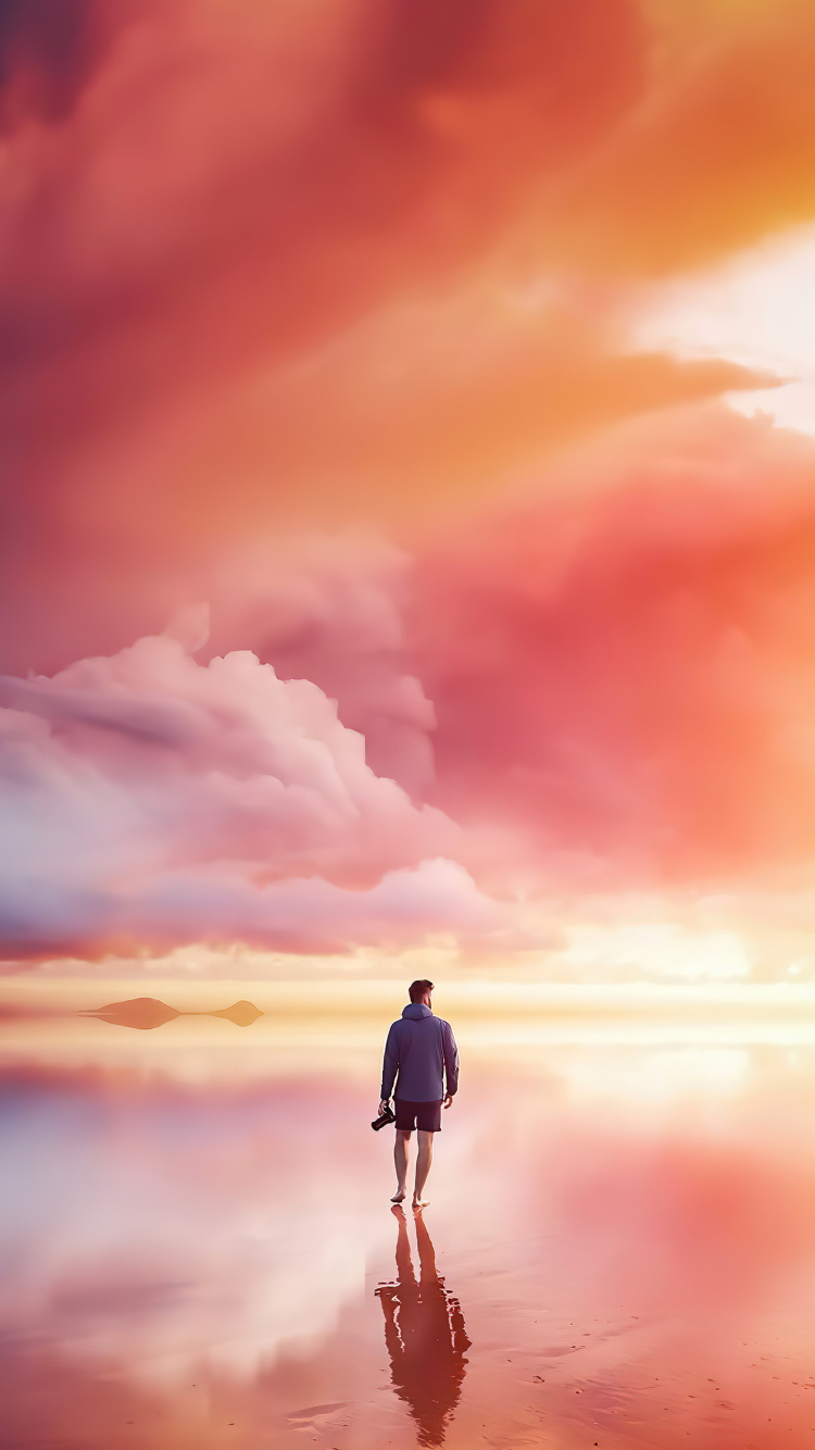 Les Gens Dans la Nature, Paysage Naturel, Heureux, Afterglow, Lever. Wallpaper in 750x1334 Resolution