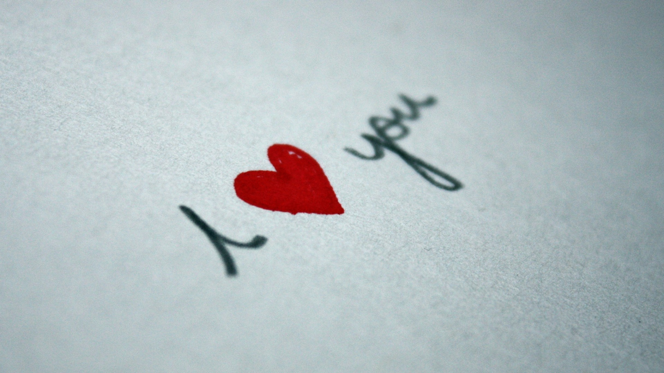 Red Heart on White Paper. Wallpaper in 1366x768 Resolution