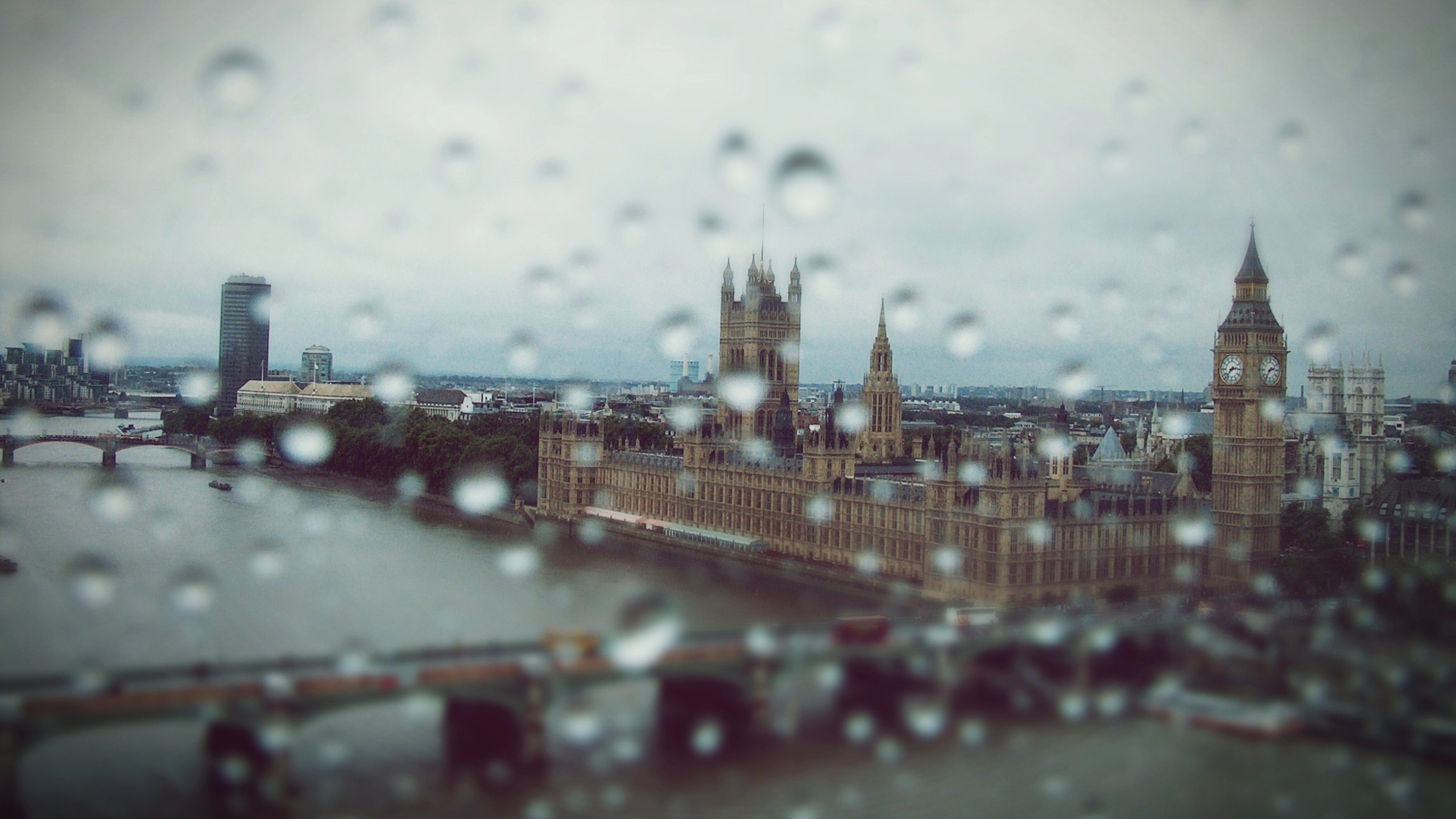 Water Droplets on Glass Window. Wallpaper in 2560x1440 Resolution