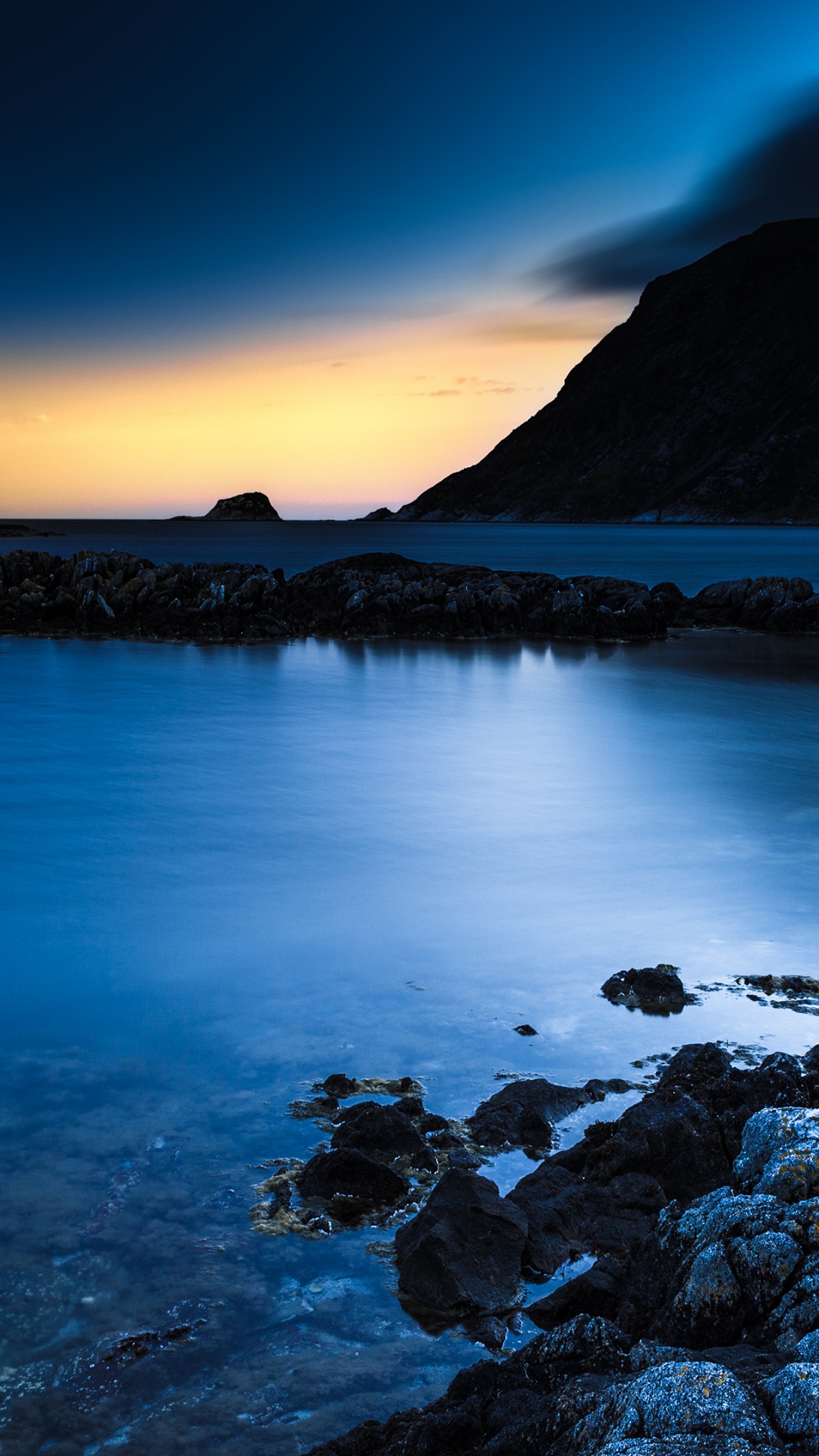 Puesta, Mar, Cuerpo de Agua, Naturaleza, Azul. Wallpaper in 1080x1920 Resolution