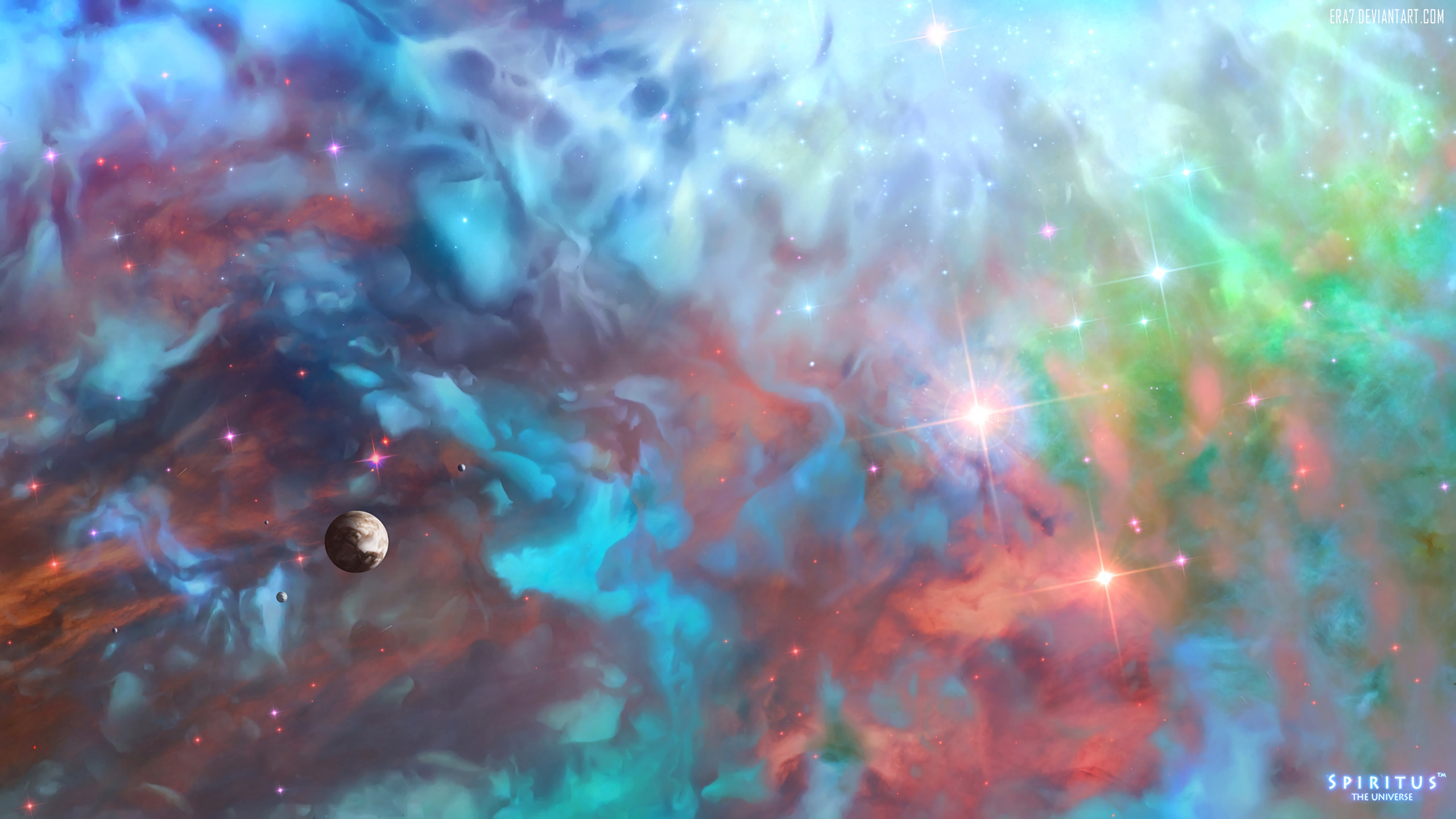 Blaue Und Weiße Galaxieillustration. Wallpaper in 2560x1440 Resolution