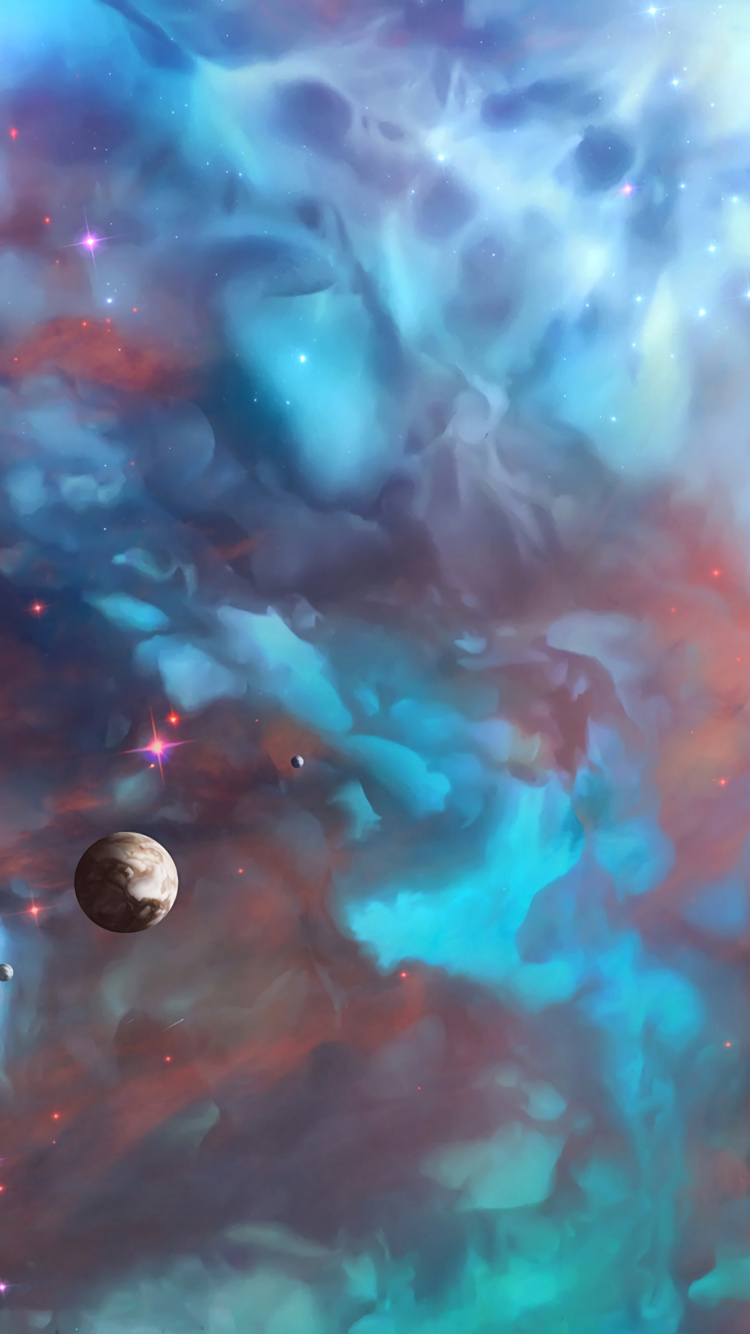 Illustration de la Galaxie Bleue et Blanche. Wallpaper in 750x1334 Resolution