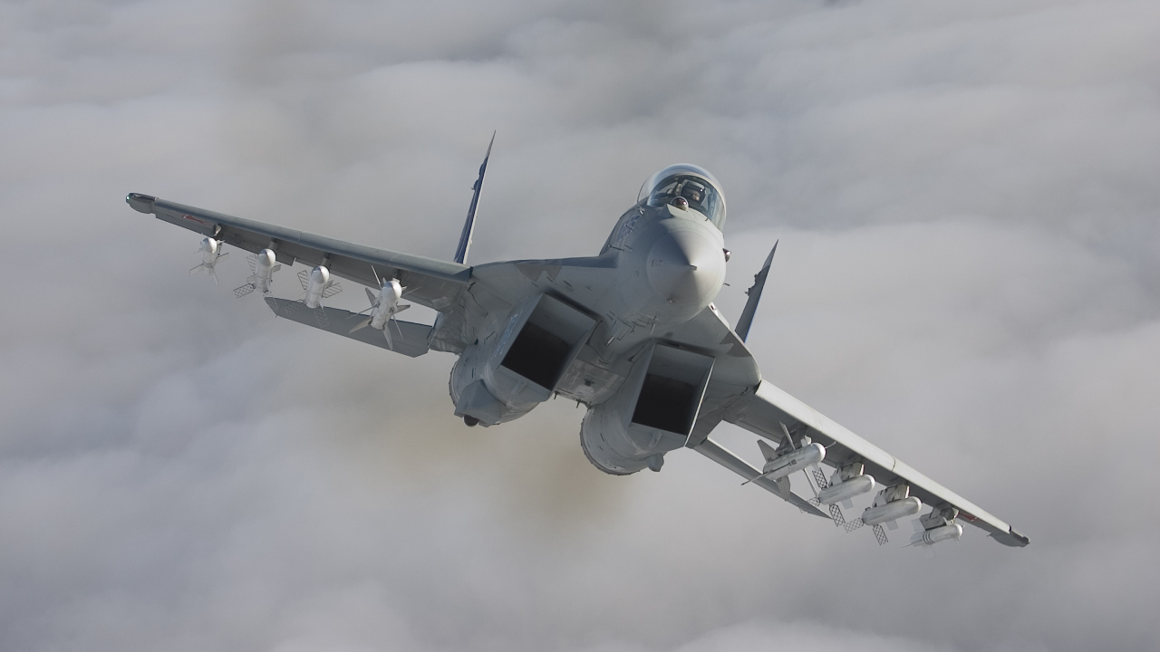 Gray Fighter Plane Flying in The Sky. Wallpaper in 1280x720 Resolution